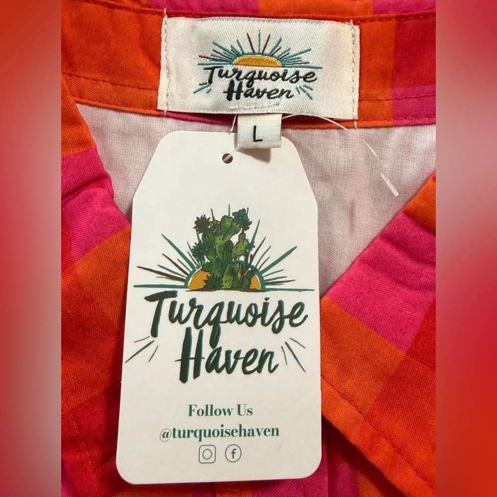 NWT Turquoise Haven Women's Bethany Boho Blouse Size L - Picture 3 of 5